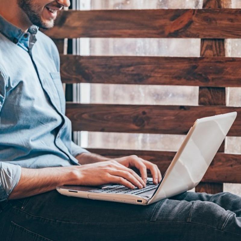 man working on laptop